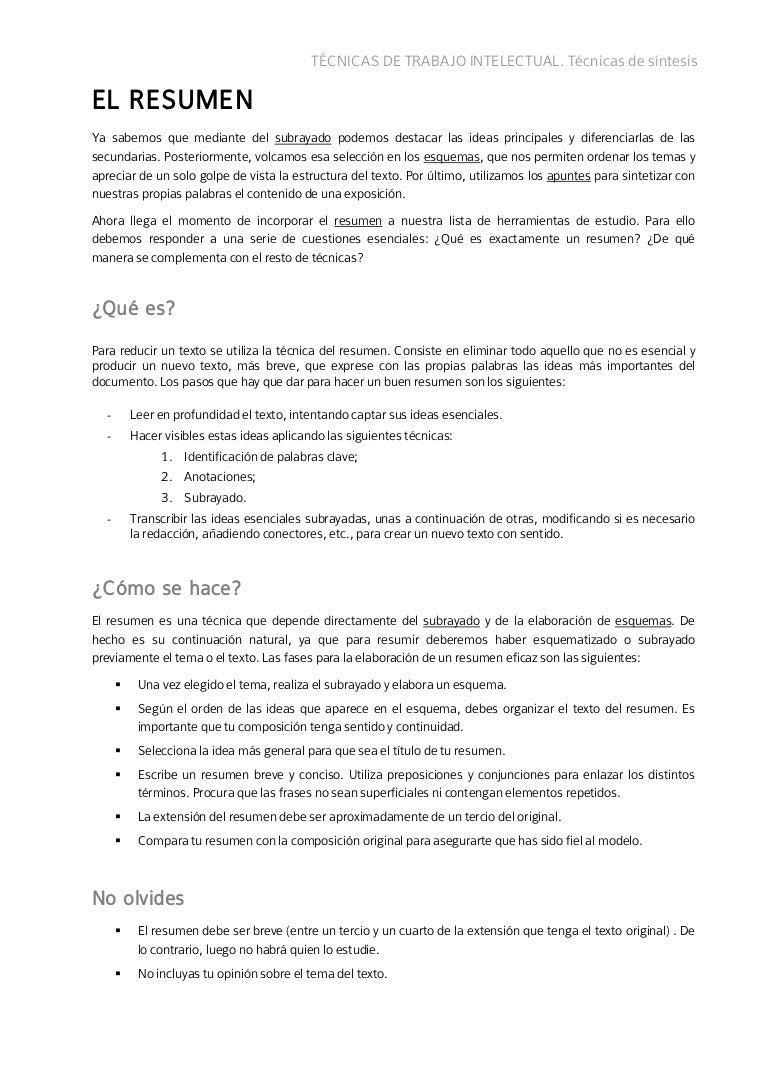 modelos de resumen en ingles